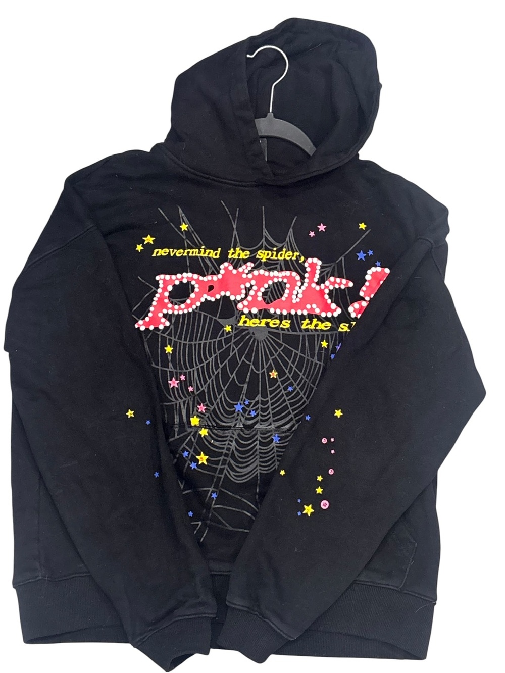Sp5der P*NK Hoodie Black Size S Never Mind Spider Slime Graphic